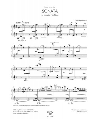 GÓRECKI, Mikołaj Piotr - Sonata op. 34